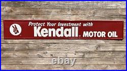 Vintage Kendal Motor Oil Sign Protect Your Investment 72 X 12 Gas Advertising