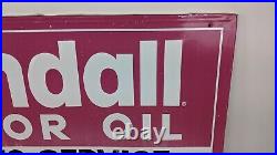 Vintage Kendall Motor Oil Embossed Metal Sign 70x34 Gas & Oil Advertising Shop
