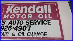 Vintage Kendall Motor Oil Embossed Metal Sign 70x34 Gas & Oil Advertising Shop