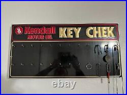 Vintage Kendall Motor Oil Key Check Metal Sign Embossed 24x12 Wall Hung Hooks