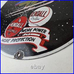 Vintage Kendall Motor Oil Sign Skiing Winter Sport Ad Gas Porcelain Sign