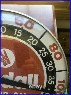 Vintage Kendall Motor Oil Thermometer Pam Clock Company Gas Sign glass