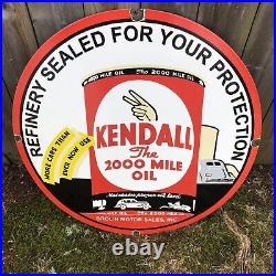 Vintage Kendall Motor Oil gasoline? Porcelain sign large Display 30