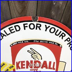 Vintage Kendall Motor Oil gasoline? Porcelain sign large Display 30