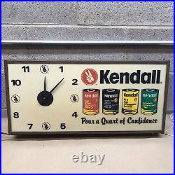 Vintage Kendall Motor Oil quart can light up clock sign
