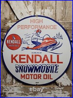 Vintage Kendall Porcelain Sign 30 Snowmobile Winter Motor Oil Snow Machine