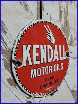 Vintage Kendall Porcelain Sign Old 6 Chainsaw Lube Car Truck Motor Oil 1942 Vintage Kendall Porcelain Sign Old 6 Chainsaw Lube Car Truck Motor Oil 1942