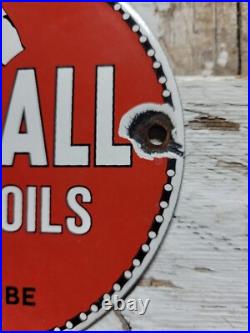 Vintage Kendall Porcelain Sign Old 6 Chainsaw Lube Car Truck Motor Oil 1942 Vintage Kendall Porcelain Sign Old 6 Chainsaw Lube Car Truck Motor Oil 1942