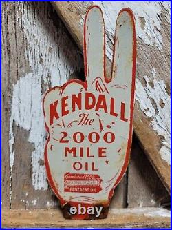 Vintage Kendall Porcelain Sign Old Tag Topper 2000 Mile Motor Oil Penzbest Hand