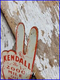 Vintage Kendall Porcelain Sign Old Tag Topper 2000 Mile Motor Oil Penzbest Hand