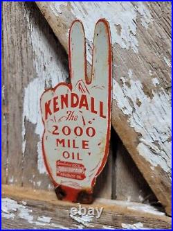 Vintage Kendall Porcelain Sign Old Tag Topper 2000 Mile Motor Oil Penzbest Hand