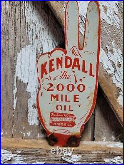 Vintage Kendall Porcelain Sign Old Tag Topper 2000 Mile Motor Oil Penzbest Hand