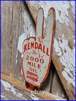 Vintage Kendall Porcelain Sign Old Tag Topper 2000 Mile Motor Oil Penzbest Hand