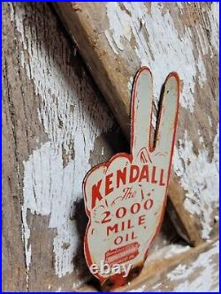 Vintage Kendall Porcelain Sign Old Tag Topper 2000 Mile Motor Oil Penzbest Hand