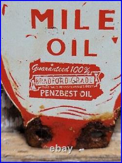 Vintage Kendall Porcelain Sign Old Tag Topper 2000 Mile Motor Oil Penzbest Hand