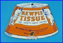 Vintage Kewpie Tissue Porcelain Gas Motor Oil General Store Service Goods Sign