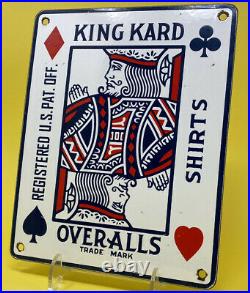 Vintage King Kard Overalls Porcelain Sign Mechanic Gas Station Motor Oil Pump