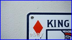 Vintage King Kard Porcelain Sign Gas Motor Service Station Pump Plate Oil Rare