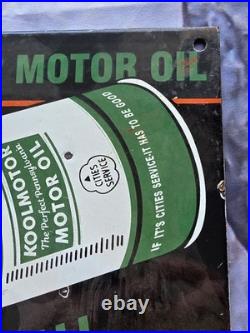 Vintage Koolmotor Motor Lubrication Porcelain Sign 10×9