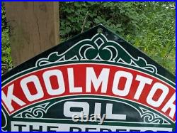 Vintage Koolmotor Motor Oil Pure Penn Porcelain Pump Sign 12 X 12