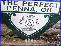 Vintage Koolmotor Motor Oil Pure Penn Porcelain Pump Sign 12 X 12