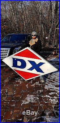Vintage LG Porcelain DX Motor Oil Gas Gasoline Sign D-X Service Station 83x50