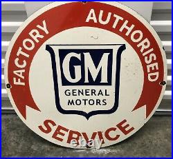 Vintage Large 24 General Motors Gm Porcelain Metal Sign Gas & Oil
