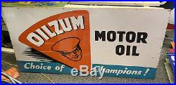 Vintage Large Oilzum Motor Oil Gasoline Sign Not Porcelain Dealership Gas Oil