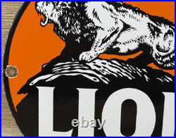 Vintage Lion Gasoline Porcelain Sign Gas Station Pump Plate Motor Oil