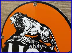 Vintage Lion Gasoline Porcelain Sign Gas Station Pump Plate Motor Oil