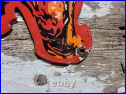Vintage Lion Gasoline Porcelain Sign Old Motor Oil Midwest Gas Station Diecut