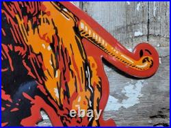 Vintage Lion Gasoline Porcelain Sign Old Motor Oil Midwest Gas Station Diecut