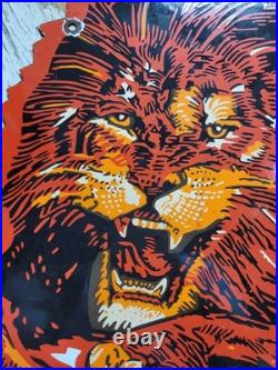 Vintage Lion Gasoline Porcelain Sign Old Motor Oil Midwest Gas Station Diecut