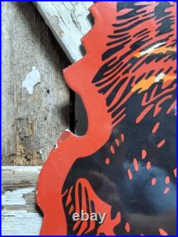 Vintage Lion Gasoline Porcelain Sign Old Motor Oil Midwest Gas Station Diecut