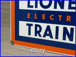 Vintage Lionell Electric Trains Porcelain Sign Gas Station Motor Oil Rail Road