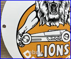 Vintage Lions Drag Strip Porcelain Sign Track Race Gas Station Motor Oil Pump Vintage Lions Drag Strip Porcelain Sign Track Race Gas Station Motor Oil Pump