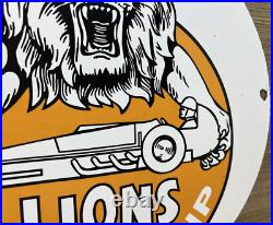 Vintage Lions Drag Strip Porcelain Sign Track Race Gas Station Motor Oil Pump Vintage Lions Drag Strip Porcelain Sign Track Race Gas Station Motor Oil Pump