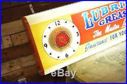Vintage Lubriko MOTOR OIL Clock Sign illuminated light up RARE 1959 Gas Station