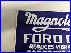 Vintage Magnolene Ford Motor Oil Porcelain Metal Dealer Advertising Sign