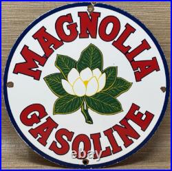Vintage Magnolia Gasoline Porcelain Sign Gas Station Pump Motor Oil Service Vintage Magnolia Gasoline Porcelain Sign Gas Station Pump Motor Oil Service