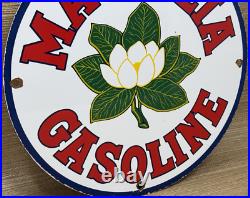 Vintage Magnolia Gasoline Porcelain Sign Gas Station Pump Motor Oil Service Vintage Magnolia Gasoline Porcelain Sign Gas Station Pump Motor Oil Service