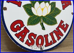 Vintage Magnolia Gasoline Porcelain Sign Gas Station Pump Motor Oil Service Vintage Magnolia Gasoline Porcelain Sign Gas Station Pump Motor Oil Service