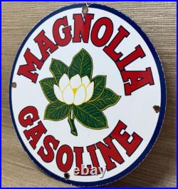 Vintage Magnolia Gasoline Porcelain Sign Gas Station Pump Motor Oil Service Vintage Magnolia Gasoline Porcelain Sign Gas Station Pump Motor Oil Service