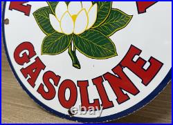 Vintage Magnolia Gasoline Porcelain Sign Gas Station Pump Motor Oil Service Vintage Magnolia Gasoline Porcelain Sign Gas Station Pump Motor Oil Service