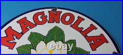 Vintage Magnolia Gasoline Sign Gas Motor Oil Pump Plate Porcelain Sign