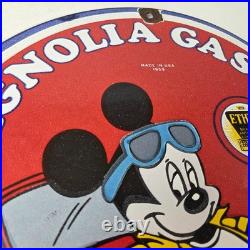 Vintage Magnolia Gasoline Sign Mickey Mouse Gas Motor Oil Pump Porcelain Sign