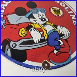 Vintage Magnolia Gasoline Sign Mickey Mouse Gas Motor Oil Pump Porcelain Sign
