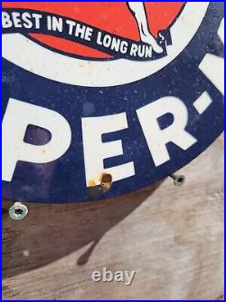 Vintage Marathon Porcelain Sign Motor Oil Gas Station Gasoline Service Runner