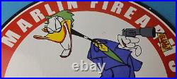 Vintage Marlin Firearms Porcelain Sign Gas Motor Oil Service Station Pump Sign