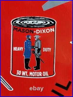 Vintage Mason Dixon Porcelain Sign 1954 Diesel Fuel Gas Station Motor Oil Garage